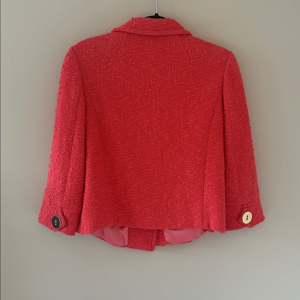 Milly Coral Textured Short Collared Blazer Jacket Size 6 Preppy Jackie Old Money - Picture 2 of 11